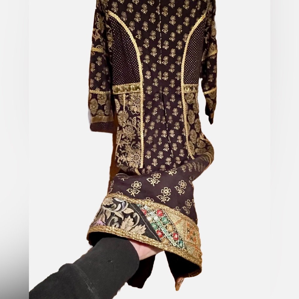 NWT Breathtaking! April Cornell Midnight Dress blk + gold embroidered dress (S) - Picture 5 of 16